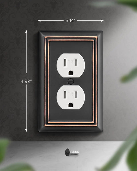 Duplex Wall Plate Set In Aged Bronze Built Tough Heavy Duty Metal Outlet Covers For Receptacles And Light Switches 4 Pack