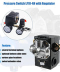 Air Compressor Pressure Switch 95-125 PSI 20A Replacement With 4 Port 1/4 NPT Unloader Valve Easy Install Plug and Play Durable