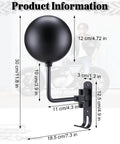 Dimensions of Six Pack Motorcycle Helmet Rack Wall Mount With 180 Degree Rotation And Dual Hooks shown with black spherical hanger