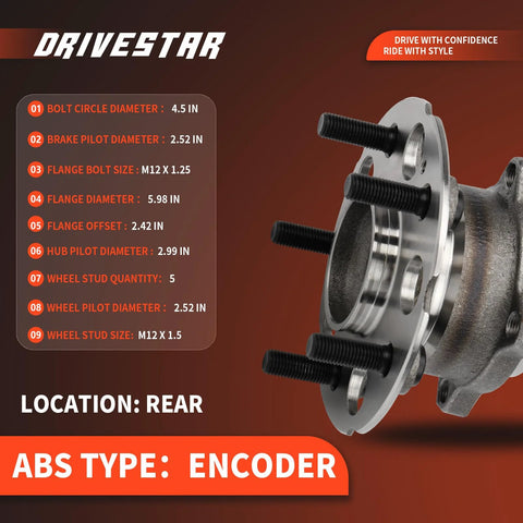 Rear Wheel Hub Bearing Assembly For Honda CR-V 2007-2011 FWD, Crosstour 2010-2015 FWD, And Accord Crosstour 2010-2011 detail view