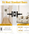 Matte Black Interior Door Lever With Square Plate, Reversible Left Or Right Handing, fits standard doors, easy install diagram