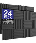 Heavy Duty Pro Grade Acoustic Foam Panels 24 Pack Charcoal Studio Soundproofing Wedge Wall Tiles 12 By 12 By 2 Inch Polyurethane Foam