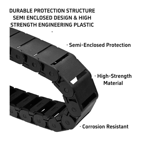 15mm X 30mm Plastic Drag Chain Cable Carrier For CNC Router And 3D Printer Semi Enclosed Flexible Track Black Close-up
