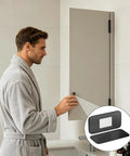 Discreet Magnetic Cabinet Locks Set Of 6 for Easy Kidproofing installed on bathroom cabinet by man in robe