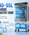 Top Notch Portable Evaporative Swamp Cooler Featuring Dual Side Cooling Pads And Generous Water Tank with 40-55L capacity.