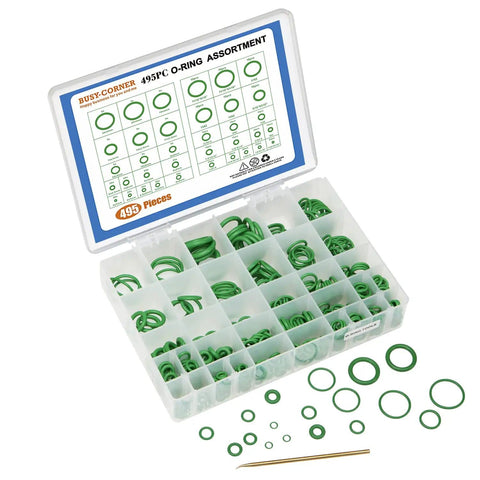 495 Piece SAE And Metric O Ring Kit With O Ring Picks And Installation Tools For DIYers Pro Grade Rubber Washers NBR Green