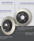 Front view: Centric Premium front brake rotor for Lexus; dual rotors with painted hat and outer edge.