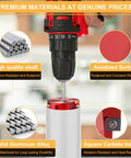 9 Piece PVC Pipe Reamer Kit With Aluminum Head And 2 Blades For SCH40 Fittings in use with drill, featuring premium materials.