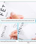15 Piece Acrylic Name Plate Holder Set 8 By 2 Inch Clear Sign Frame being unpeeled for display use.