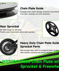 Rear Sprocket Freewheel Chain Plate Guide Assembly For Razor MX650 MX500 SX500 RSF650 Dirt Bikes With 25H 132-Link Drive Chain