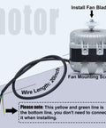 18-25 Shaded Pole Motor 120V 60Hz 18W 1.01A 1550 RPM Four Pole Fan with wire and labeled parts for installation
