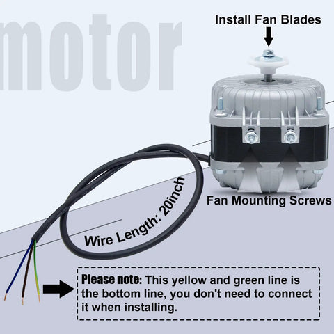 18-25 Shaded Pole Motor 120V 60Hz 18W 1.01A 1550 RPM Four Pole Fan with wire and labeled parts for installation