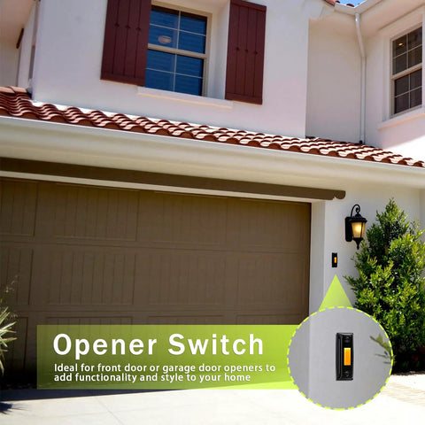 Sturdy LED Lighted Wired Doorbell Push Button With Heavy Duty Wall Mount Night Visibility Durable Metal Housing Easy Replacement For Home And Garage Door Opener Systems on garage wall