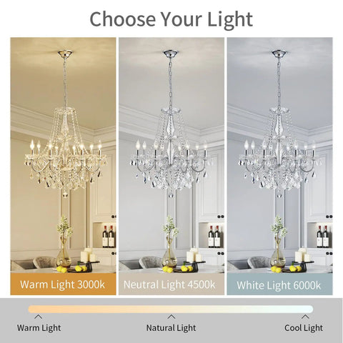 Mini Crystal Chandelier With K9 Crystals, Chrome Finish, 5 E12 Bulbs, Living Room Pendant Lighting in three light settings