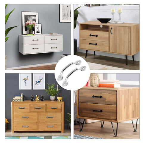 12 Pcs 4 Inch Modern Silver Plum Blossom Box Pull Handles Zinc Alloy With Screws displayed on various cabinet styles