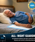 Top Shelf Extra Large Disposable Bed Pads Designed To Quickly Absorb And Lock Fluid Without Leaking For Adult Incontinence Or Puppy Training in use on a bed.