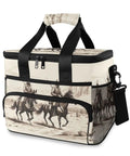 Desert Cowboys Insulated Lunch Bag With Shoulder Strap Reusable Cooler Tote featuring cowboy design, 15L, tear and water-resistant.