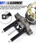 Close-up of Shop Grade Aluminum Brake Booster Adjustment Tool With Strong Magnet And Precision Push Rod Distance Gauge for alignment.