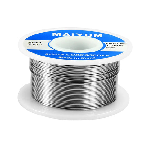 63-37 Tin Lead Rosin Core Solder Wire For Electrical Soldering 1mm Diameter 50g Spool Smooth Flow Low Melting Point 183C
