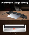Box And Pan Brake 30 Inch Sheet Metal Bender For 18 Gauge Steel 0 To 135 Degree Adjustable with sheet positioned for bending