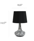 Purple Mosaic Glass Table Lamp With Matching Fabric Shade Genie Style Contemporary Accent Light For Living Room Or Bedroom Foyer Or Office 14.17 Inch Tall E12 Candelabra Base 40W Equivalent Bulb Not Included with dimensions shown