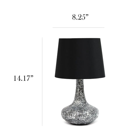 Purple Mosaic Glass Table Lamp With Matching Fabric Shade Genie Style Contemporary Accent Light For Living Room Or Bedroom Foyer Or Office 14.17 Inch Tall E12 Candelabra Base 40W Equivalent Bulb Not Included with dimensions shown