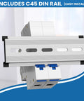 50A 2P Solar PV Breaker With Thermal Magnetic Trip, Miniature Disconnect Switch, DIN Rail Mount, side view