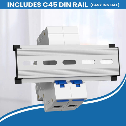 50A 2P Solar PV Breaker With Thermal Magnetic Trip, Miniature Disconnect Switch, DIN Rail Mount, side view