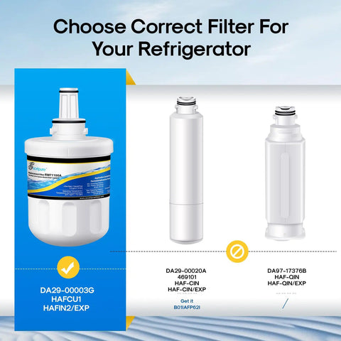 3 Pack Refrigerator Water Filter Replacement For Samsung Models With 0.5 Micron Carbon Block Filtration That Removes 99.99 Percent Turbidity And Sediment Easy Install And Long Lasting Taste, comparison chart with filter models