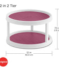 Non Skid 2 Tier Pantry Cabinet Lazy Susan Turntable 12 Inch White Purple for kitchen cabinets, counters, fridge and more.