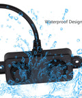 Boss Level Ultrasonic Distance Sensor for Robots, showing IP67 waterproof design with water splashes, UART controlled range detector.