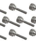 Ten Pack 8-32 Thumb Screws 303 Stainless Diamond Knurled With Straight Shoulders And Flat Tips Right Hand Threads Uncoated for Hand Tightening
