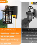 Outdoor Motion Sensor Dusk To Dawn Wall Light With GFCI Outlet Waterproof Oil Rubbed Bronze Porch Light for patio shown beside inferior alternative