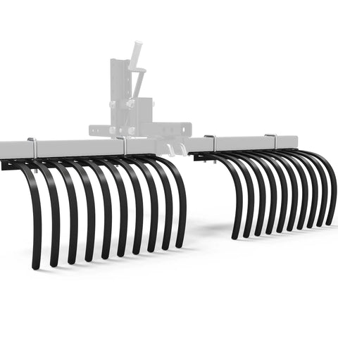 Workhorse Heavy Duty ATV UTV Landscape Rake Tool for rock, grass clumps, and debris cleanup, adjustable width, steel tines