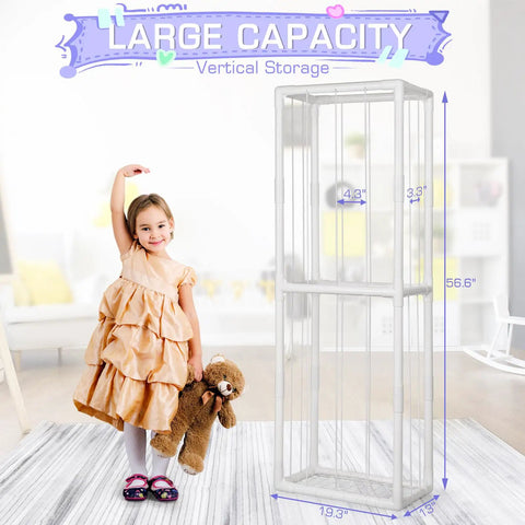 Stuffed Animal Storage Zoo Holder Space Saving Vertical PVC Toy Organizer With Elastic Net And Band for playroom