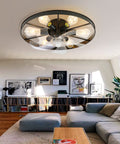 Retro 20 Inch Black Ceiling Fan With Light And Remote Six Speed Control Low Profile Bedroom Ceiling Fan Includes Six E27 Bulbs 60W