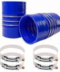 LSDZWORK blue silicone charge-air hump hose set with 4 T-bolt clamps for Class 7–8 trucks (2 hoses)