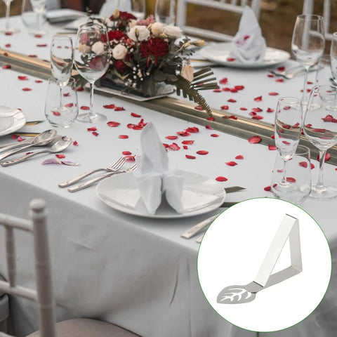 Leaf Shape Tablecloth Clips Pack Of 12 Heavy Duty Stainless Steel Picnic Clips on decorated outdoor wedding table