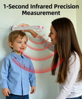 Cordless Infrared Stadiometer For Kids, 1-Second Height Measurement With No-Fuss One-Button Quick Read, Portable Digital Height Gauge, Type-C Rechargeable, Accurate 0.04 Inch Margin, Growth Tracking Tool used on child against wall