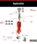 Diagram of the No Fuss Under Sink Faucet Install And Removal Wrench With 6 Sided Cube Insert showing application with various nut sizes.