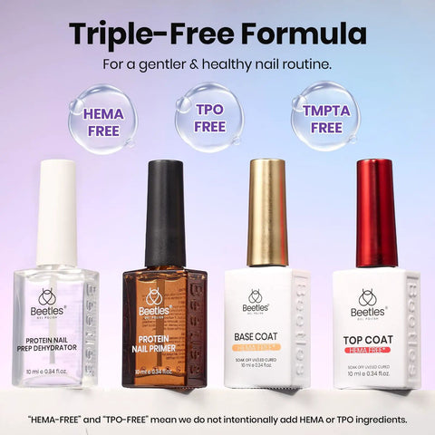 Protein Powered Nail Prep Dehydrator And Primer Kit With Hema Free Gel Base And Top Coat 10ml Each 4 Piece Soak Off UV LED Gel
