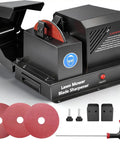Real Deal Yard Work Savior Heavy Duty 7 Inch Lawn Mower Blade Sharpener Bench Grinder with ceramic wheels and accessories.