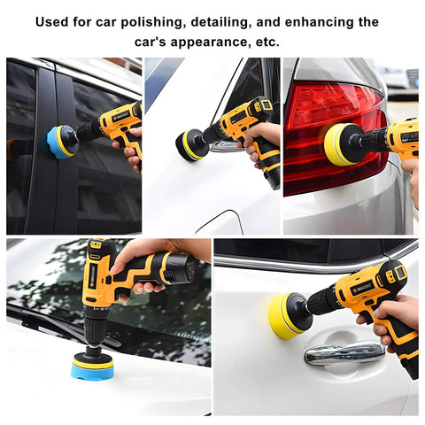 Make Your Ride Look Slick As Glass With This 11 Piece 3 Inch Drill Buffing Pad Set Professional Grade Car Foam Polishing Kit in use for detailing.