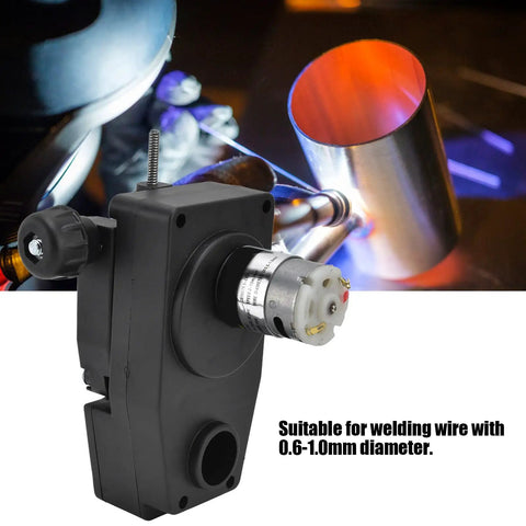 DC 24V Wire Feed Motor Welder Roll Feeder with 10W output for 0.6-1.0mm wire, showing adjustable speed