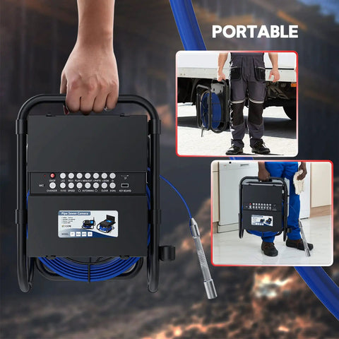Heavy Duty 7 Inch Pipeline Inspection Camera With 20 To 50 Meter Cable DVR Sewer Scope Industrial Borescope Video System, portable design.