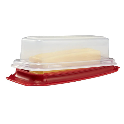 Heavy Duty Butter Dish With Clear Cover That Is Dishwasher Safe Durable Thick Plastic White Base 7.8 By 3.1 By 2.1 Inches