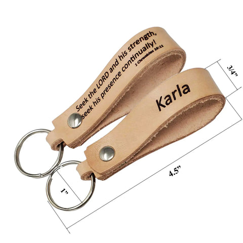 Premium Blank Natural Leather Keychains 10 Pack With Heavy Duty Metal Swivel Clasps, customizable 19 x 114 mm keychain with engraved text.