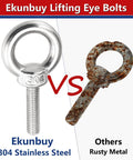 Comparison of Ekunbuy 304 stainless steel lifting eye bolt with Heavy Duty Stainless Steel Eyebolt Set With Threaded Rings And Nuts.