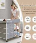Woman using Must Have Portable Baby Changing Table With Waterproof Pad And Diaper Station Dresser Style Organizer