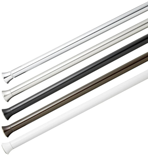 Adjustable Tension Curtain Rod For Windows And Showers 36 To 54 Inch Drill Free Spring Loaded Design With Nickel Finish And Classic Finials With Traction Caps For Quick Setup And Built Tough Daily Reliability
